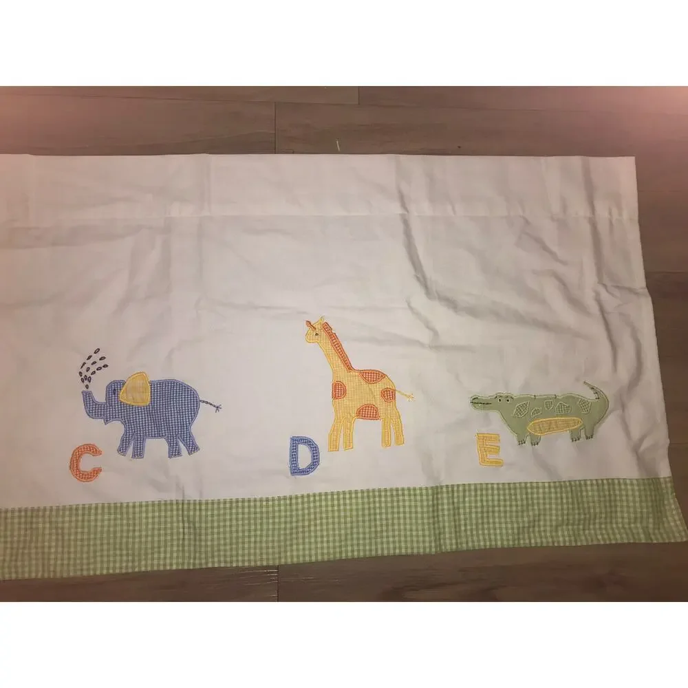 POTTERY BARN KIDS Valance‎ Nursery Window Curtain Animals ABC Applique 43.5